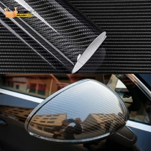Pellicola Autoadesiva in Fibra di Carbonio Nera 10Ft X 1Ft, Vinile Nero Wrap B - Foto 1 di 12
