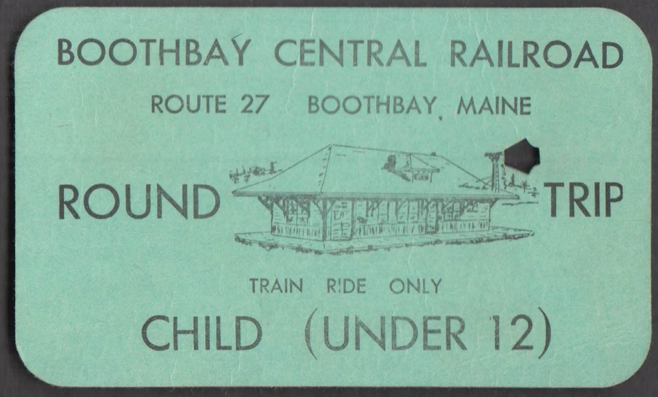 Boothbay Central Railroad Child Train Ride Only Round Trip tcket ca 1960s - Image 1 of 1