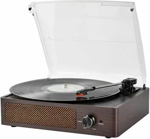 Vinyl Record Player Bluetooth Belt-Driven 3-Speed Turntable Built-in Speakers - Picture 1 of 6