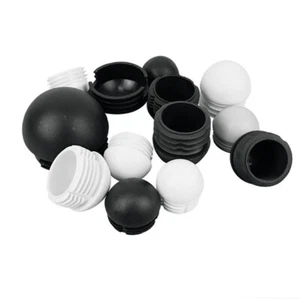 16mm-76mm Schwarz Weiß gewölbt rund Kunststoff Ausblenden Endkappen Rohr Stecker - Picture 1 of 5