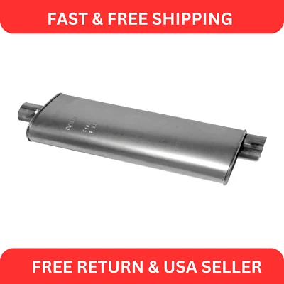 Exhaust Muffler Stainless Steel Oval Straight Quiet-Flow 21054 - Image 1 of 4