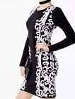 INC International Concepts Jacquard Sweater Dress Bodycone Black White PS NWOT