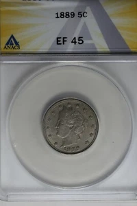 1889 .05 ANACS EF 45 Liberty Nickel, V Nickel, 5 Cent Piece - Picture 1 of 2