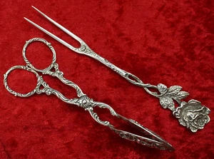 Christoph Bach - Pince et fourchette plaque froide - Argent 835 - Hildesheimer Rose - Photo 1/5