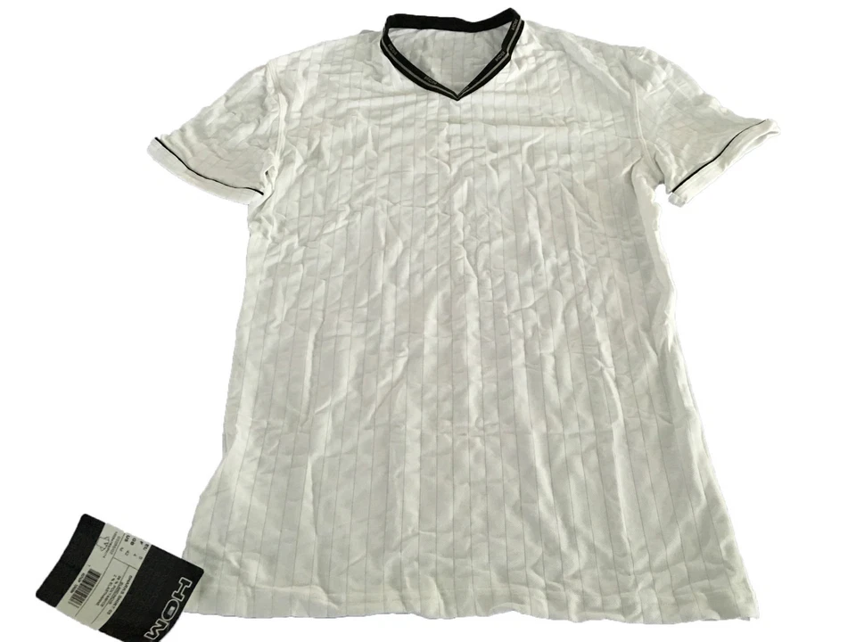 HOM t-shirt uomo mezza manica bianco con profili neri con logo mod SHARKS SHIRT - Imagen 1 de 3