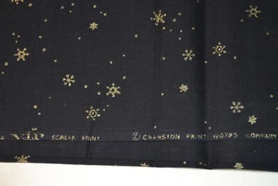 Cranston VIP Gold Metallic Stars on Black Cotton Fabric 2 Yards - Image 1 of 2