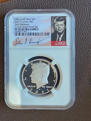 2021 S Proof SILVER Kennedy Half Dollar 50c NGC PF70 UC ER  From 7-Coin Mint Set - Image 1 of 3