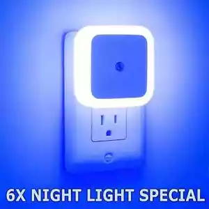 6Pcs Plug-in LED Night Lights Lamp Dusk to Dawn Sensor Hallway Kitchen Bathroom - Picture 1 of 6
