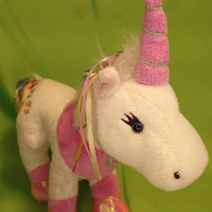 Webkinz Ganz Pink & White Ribbon Unicorn No Code No Tag HM461 Plush Toy - Picture 1 of 15