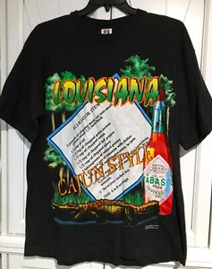 Vtg 1995 Tabasco Louisiana Sauce Cajun Alligator Gator Stew Mardi Gras Shirt~XL - Picture 1 of 6