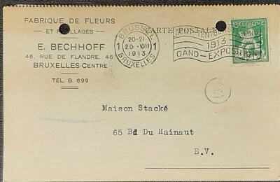 (BEL-880)BELGIUM 1913 Cartes postale/5c posted from BRUSSELS addressed - Image 1 of 2