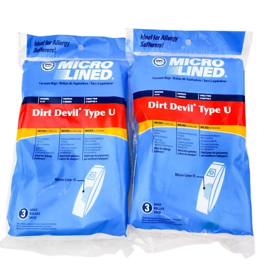 DVC MicroLined Vacuum Bags Dirt Devil Type U Micro Filtration 3 Pack Lot of 2 - Image 1 of 4