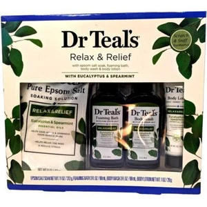 Dr Teals Relax & Relief Eucalipto y Menta Verde Sal de Epsom, Baño, Lavado, Juego de Loción - Imagen 1 de 2