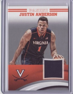 Camiseta deportiva Panini Collegiate Virginia 2016 plateada Justin Anderson/99 - plana S/H Foto 1 de 4