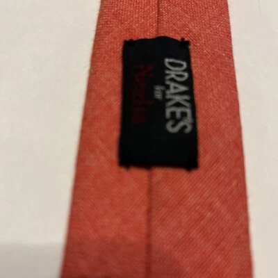 USED RED TIE CRAVATTA DRAKE'S EXCLUSIVE FOR NEGLIA CASHMERE 50% LINEN 50% - Image 1 of 4