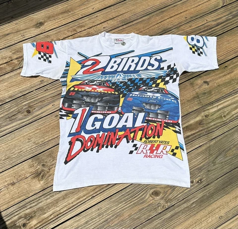 VTG Robert Yates Dale Jarrett Ernie Irvin Nascar TShirt Mens XL All Over Print Cover