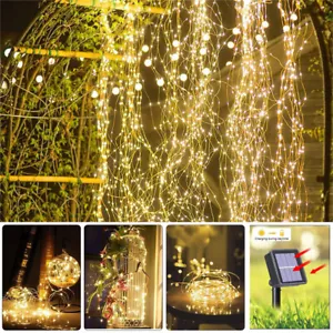 100/200 LED Solar Lichterkette Wasserfall Baum String Lichter Außen Garten Jireo - Bild 1 von 14