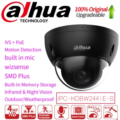 Dahua 4MP 2.8mm Starlight IP Camera IPC-HD2441E-S-2.8 Built in Mic IR SMD+ POE