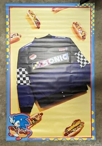 Sonic Hedgehog Boxed Lunch Hot Dog Checkered Racing Jacket Store Promo Banner - Picture 1 of 1