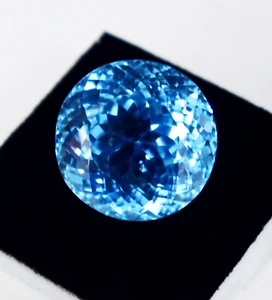 Certified Round Cut Light Blue Santa Maria Aquamarine Gemstone 32.65Ct Loose Gem - Picture 1 of 9