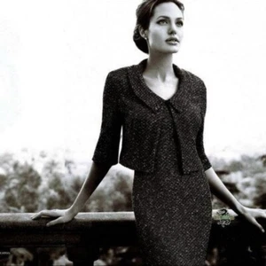 Ensemble veste habillée sans manches tricot St Jean noir col marbré vintage taille 6 8 - Photo 1/8