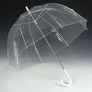 Large Clear Dome See Through Umbrella Handle Transparent Walking Brolly Ladies