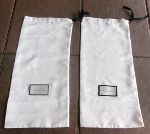 (2) COPPIA Gucci Dust Bag 17x8,5 Pollici Storage Bag Coulisse Autentico Bianco - Foto 1 di 4