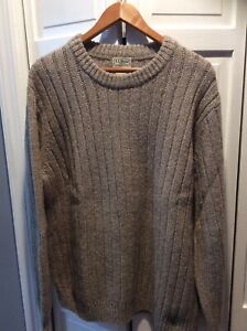 New With Tags Men's LL Bean Lambswool Ribbed Sweater Size XXL Natural