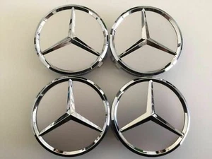 Silber 4x 75mm Radmitte Radkappe Abzeichen Emblem Felgenabdeckung Mercedes Benz - Bild 1 von 2