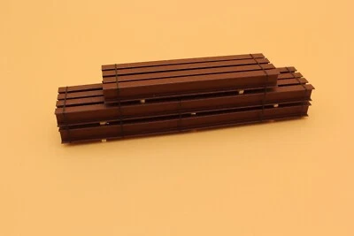 124016  HO- Scale-Gauge I beam load. 45' topped with 30' beams. Red Iron Oxide - Image 1 of 4
