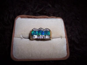 Blauer Opal und Diamant 14k Gelbgold Herrenring Größe 10? gebraucht - Bild 1 von 14