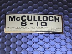 McCulloch 6-10 Kettensäge Filter Abdeckung Aufkleber - Bild 1 von 5