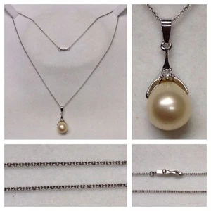 collana ancora fine con perle pendenti argento 925 collier argento gioielli in argento - Foto 1 di 1