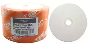 200 TITAN 16X Glossy White Inkjet HUB Printable DVD-R DVDR Disc 4.7GB - Picture 1 of 1