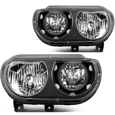 Left+Right For 2008-2014 Dodge Challenger Headlights Assembly Black Housing - Image 1 of 4
