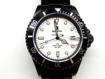 Reloj Automático A Bathing Ape Bapex Sal Marina Esfera Blanca Banda Negra Foto 1 de 4