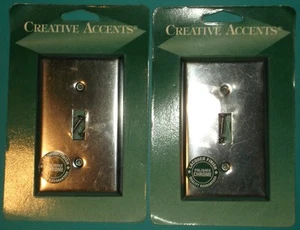 BRIGHT CHROME STEEL SINGLE POLE LIGHT SWITCH COVER CREATIVE ACCENTS SET OF 2 NEW - Picture 1 of 7