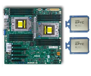 2x AMD EPYC 7551 64-Core 128-Thread CPUs + Supermicro H11DSi E-ATX Mainboard - Bild 1 von 3