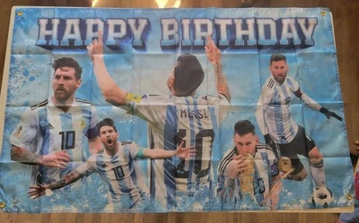 Banner de cumpleaños Lionel Messi - Decoraciones temáticas, 5x3 pies - Suministros para fiestas Foto 1 de 4