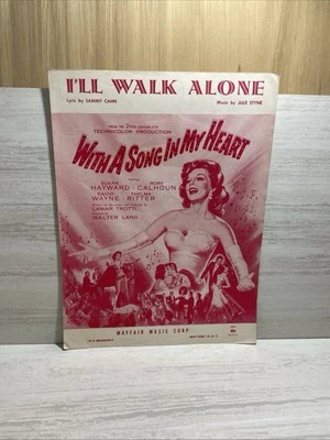 I Walk Alone Sheet Music 1952 With A Song In My Heart Cahn Styne Susan Hayward - Image 1 of 2