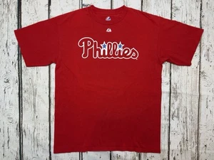 Cliff Lee #33 Philadelphia Phillies Men's Red Majestic Jersey T-Shirt - Sz Large - Picture 1 of 7