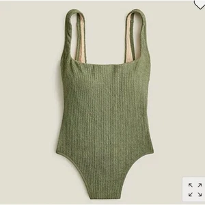 J. Crew Textured Squareneck One-Piece Swimsuit in Green 24 BC052 NWT - Picture 1 of 7