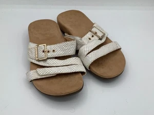 Vionic Skylar Slide Sandals White Snake Print Size 8 Bucle Top Shoes - Picture 1 of 8