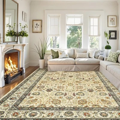 Boho Rugs Area Rug Vintage Rug Traditional Floral Carpet Living Room Dining Room - Image 1 of 4