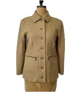 Talbots Jacket Women Petite S Fit M Alpaca Wool Button Beige Pocket Coat Cruise - Picture 1 of 10