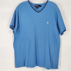 Suéter Polo Ralph Lauren Para Hombre Grande Manga Corta Cuello en V De Colección Y2K Azul - Imagen 1 de 5
