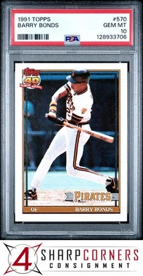 Barry Bonds Pirates 1991 Topps #570 PSA 10 Foto 1 de 2