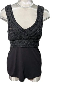 Boston Proper Black Beaded Embellished Crotchet Tank Top Size Small NWOT - Picture 1 of 9