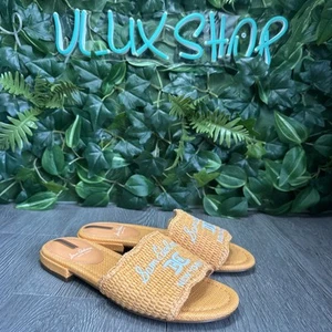 Sam Edelman Womens Orange Logo Flat Slip On Slide Sandals Shoes Sz 5.5 - Picture 1 of 7