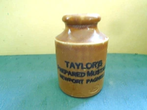 VINTAGE TAYLORS PREPARED MUSTARD NEWPORT PAGNELL - TRANSFER PRINTED POT - Picture 1 of 4